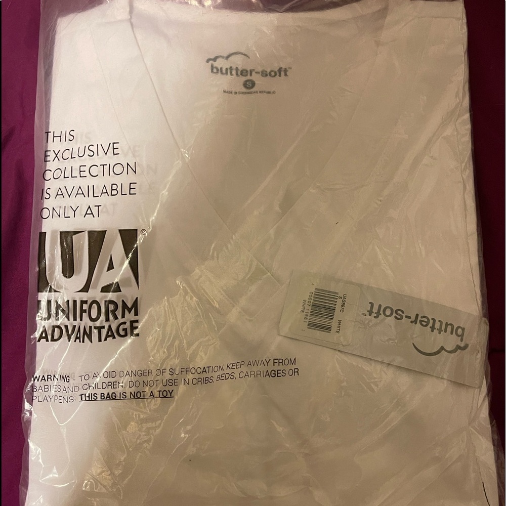 NWT White Butter Soft Scrub Top